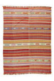 174x235 cm El Yapımı Çizgi Desenli Eski Kilim, Çift Yönlü. %100 Yün