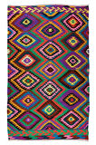 162x268 cm Göz Alıcı Renklerde El Yapımı Kilim, Eşsiz Düz Dokuma Kilim. %100 Yün