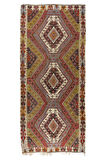 178x396 cm Geometrik Desenli El Yapımı Kilim Yolluk. Düz Dokuma Koridor Kilimi