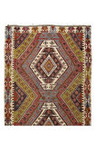 178x396 cm Geometrik Desenli El Yapımı Kilim Yolluk. Düz Dokuma Koridor Kilimi