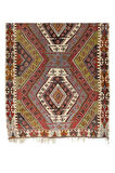 178x396 cm Geometrik Desenli El Yapımı Kilim Yolluk. Düz Dokuma Koridor Kilimi