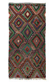 172x327 cm Çok Renkli El Yapımı Kilim, Eşsiz Düz Dokuma Halı, %100 Yün