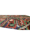 172x327 cm Çok Renkli El Yapımı Kilim, Eşsiz Düz Dokuma Halı, %100 Yün