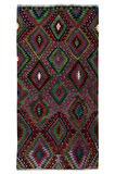 160x314 cm El Dokuması Yünden Yapılmış Dekoraif Kilim, Eski Geometrik Desenli Kilim