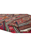 150x238 cm Çok Renkli El Dokuması Yün Kilim. 1970'lerden Düz Dokuma Kilim