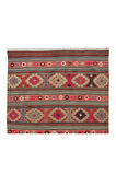 150x238 cm Çok Renkli El Dokuması Yün Kilim. 1970'lerden Düz Dokuma Kilim