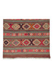 150x238 cm Çok Renkli El Dokuması Yün Kilim. 1970'lerden Düz Dokuma Kilim