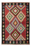 185x265 cm Geometrik Tasarımlı El Dokuması Eski Kilim. Düz Dokuma Kilim. %100 Yün