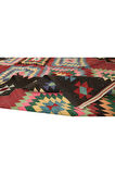 185x265 cm Geometrik Tasarımlı El Dokuması Eski Kilim. Düz Dokuma Kilim. %100 Yün