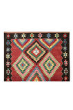 185x265 cm Geometrik Tasarımlı El Dokuması Eski Kilim. Düz Dokuma Kilim. %100 Yün
