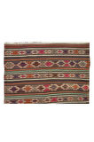 157x221 cm Çok Renkli El Dokuma Eski Yün Kilim, Düz Dokuma Halı