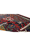 162x328 cm Çok Renkli El Dokuma Eski Kilim, %100 Yün Düz Dokuma Kilim Halı