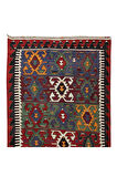 162x328 cm Çok Renkli El Dokuma Eski Kilim, %100 Yün Düz Dokuma Kilim Halı