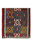 162x328 cm Çok Renkli El Dokuma Eski Kilim, %100 Yün Düz Dokuma Kilim Halı