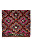 178x330 cm Geometrik Tasarımlı El Dokuma Eski Türk Yün Kilim Halısı