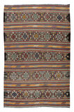 186x277 cm Düz Dokuma Eski Kilim, El Dokuması Kilim Halı. %100 Yün