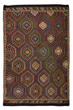 195x296 cm Eski Dekoratif El Dokuması Cicim Kilim. %100 Yün