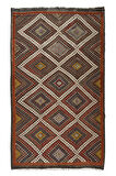186x305 cm 1970'lerde Yapılmış Eski Dekoratif El Dokuması Cicim Kilim. %100 Yün
