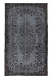 172x280 cm Gri El dokuması Halı, El Düğümlü Alan Halısı, Eski Türk Halısı