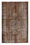 178x264 cm Kahverengi Oturma Odası Halısı, Yenilenmiş Türk Halısı, El Düğümlü Alan Halısı
