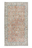 116x210 cm Botanik Desenli Yumuşak Kırmızı ve Bej Romantik Desenli Eski El Yapımı Türk Halısı