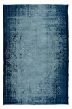 176x274 cm Mavi Oturma Odası Halısı, Yenilenmiş Lacivert Halı, El Düğümlü Alan Halısı