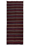 125x320 cm Çizgili Desenli El Dokuma Türk Kilimi, Düz Dokuma Çok Renkli Kilim, %100 Yün