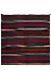 125x320 cm Çizgili Desenli El Dokuma Türk Kilimi, Düz Dokuma Çok Renkli Kilim, %100 Yün