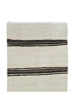 66x536 cm Siyah Gri Çizgili Krem Renkli El Dokuma Anadolu Dar Uzun Yolluk Kilim, Koridor Kilimi