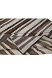 125x390 cm Bej ve Kahverengi Doğal Yünden Düz Dokuma Eski Anadolu Yolluk Kilim, Koridor Kilimi