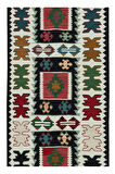 66x287 cm Düz Dokuma Renkli Dar Yolluk Kilim, El Dokuma Geometrik Türk Koridor Halısı