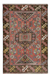 119x173 cm El Yapımı Geometrik Madalyon Tasarımlı Halı, 1960'lardan Halı, Eski Türk Kırmızı Halı