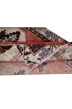 88x313 cm Renkli Madalyonlu Kırmızı El Düğümlü Eski Koridor Halısı