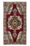 138x242 cm Bordo Kırmızı Geleneksel Halı, 1960'lardan Halı, El Yapımı Türk Halısı, %100 Yün