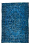169x248 cm Yenilenmiş Mavi El Yapımı Halı, Modern Yün ve Pamuktan Yapılmış Eski Halı