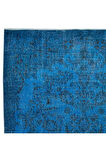 192x305 cm Mavi El Yapımı Halı, Yenilenmiş Eski Halı, Çiçekli Bahçe Desenli Halı