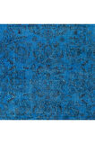 192x305 cm Mavi El Yapımı Halı, Yenilenmiş Eski Halı, Çiçekli Bahçe Desenli Halı