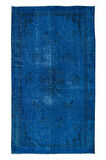 156x268 cm Modern El Yapımı Mavi Renkli Türk Halısı, 100% El Dokuması Alan Halısı