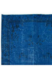 156x268 cm Modern El Yapımı Mavi Renkli Türk Halısı, 100% El Dokuması Alan Halısı