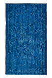 150x253 cm Yeniden Boyanmış Mavi El Dokuma Halı, El Yapımı Eski Halı