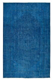 210x313 cm Mavi Oturma Odası Halısı, Yenilenmiş Türk Halısı, El Düğümlü Alan Halısı
