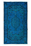 159x278 cm El Yapımı Türk Halısı, Mavi El Dokuması Halı, Modern Yünlü Halı