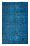 165x268 cm Mavi Salon Halısı, El Dokuması Yünlü Türk Halısı, Pamuklu Alan Halısı