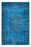 178x275 cm Mavi El dokuması Halı, Yenilenmiş Vintage Halı, Yeniden Boyanmış Eski Halı