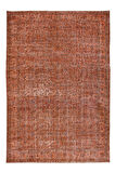 204x300 cm Eski El Yapımı Türk İşi Turuncu Halı, El Dokuma Turuncu Halı