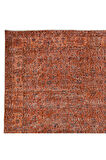 204x300 cm Eski El Yapımı Türk İşi Turuncu Halı, El Dokuma Turuncu Halı