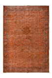 212x313 cm Turuncu Tonlarda El Dokuması Halı, Modern El Düğümlü Halı, Eski Türk Halısı