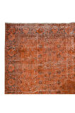 212x313 cm Turuncu Tonlarda El Dokuması Halı, Modern El Düğümlü Halı, Eski Türk Halısı
