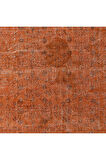212x313 cm Turuncu Tonlarda El Dokuması Halı, Modern El Düğümlü Halı, Eski Türk Halısı
