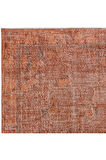 150x260 cm El Yapımı Turuncu Halı, El Dokuması Eski Halı, Yenilenmiş Türk Halısı